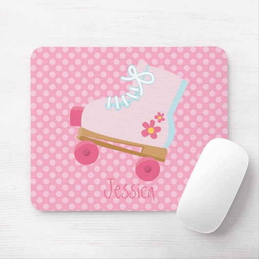 Roze Rollerskate Mousepad Muismat (Met muis)
