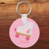 Roze Rollerskates stippen Sleutelhanger (Voorkant)