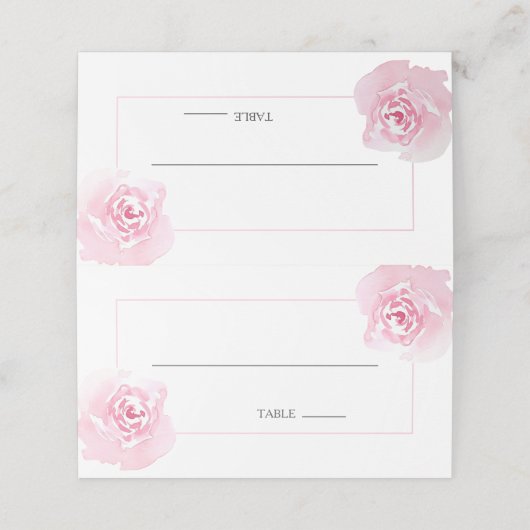 Roze roltafel plaatskaartje (Buitenkant ongevouwen)