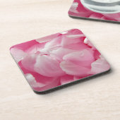 Roze romance bloeiende peronenbloemen met dauwdrup drankjes onderzetter (Linkerzijde)
