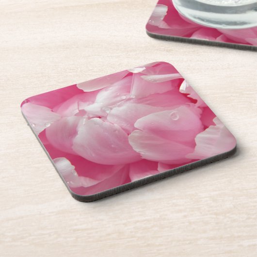 Roze romance bloeiende peronenbloemen met dauwdrup drankjes onderzetter (Linkerzijde)