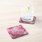 Roze romance bloeiende peronenbloemen met dauwdrup drankjes onderzetter (Rechterzijde)
