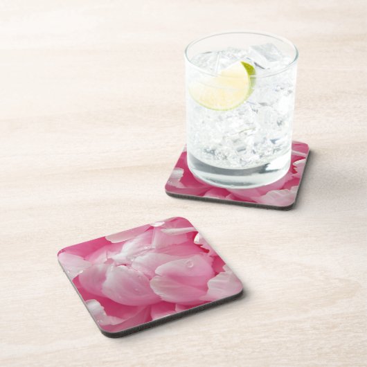 Roze romance bloeiende peronenbloemen met dauwdrup drankjes onderzetter (Rechterzijde)