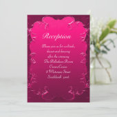 Roze  Romance bruiloft receptie Kaart (Staand voorkant)
