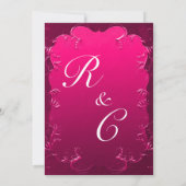 Roze  Romance bruiloft receptie Kaart (Achterkant)