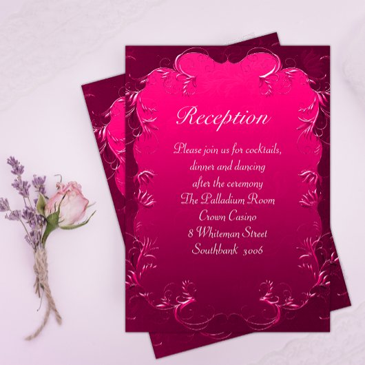 Roze  Romance bruiloft receptie Kaart