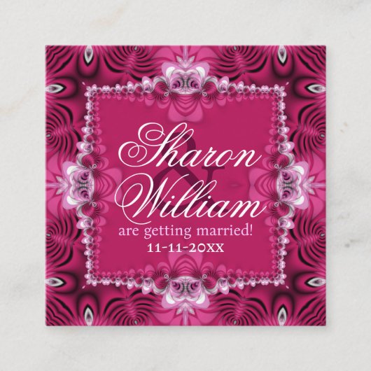 Roze Romance huwelijksaankondiging Vierkante Visitekaartje (Voorkant)