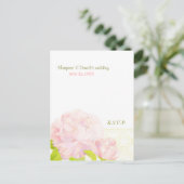 Roze Romance Peony Wedding Menu Keuze RSVP (Staand voorkant)