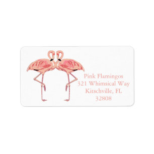 Roze Romance van Flamingo Couple Cute Flamingos Etiket