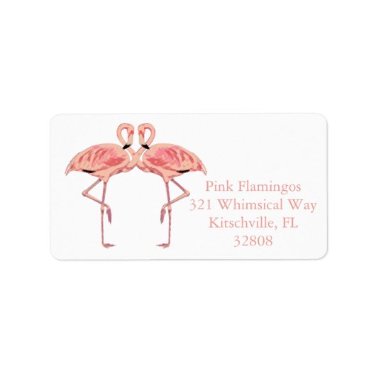 Roze Romance van Flamingo Couple Cute Flamingos Etiket (Voorkant)