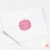 Roze romance Victoriaans scroll bruiloft gunst lab Ronde Sticker (Envelop)