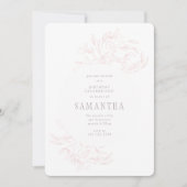 Roze Romantic Drage Floral Birthday Uitnodiging (Voorkant)