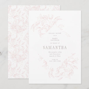 Roze Romantic Floral Baby shower Kaart