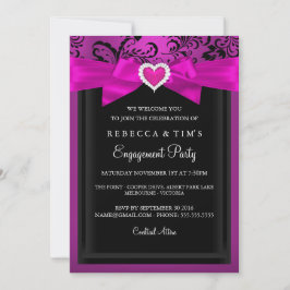 Roze Romantic Heart Engagement Party Kaart