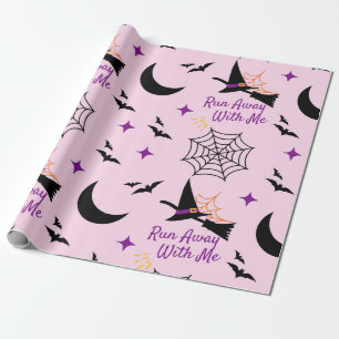 Roze Romantic Wedding Halloween Pattern Cadeaupapier