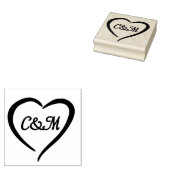 Roze Romantisch Hart Monogram Lente Bruiloft Rubberstempel (Gestempeld)
