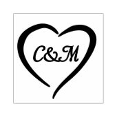 Roze Romantisch Hart Monogram Lente Bruiloft Rubberstempel (Afrduk)