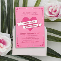 Roze Romantisch Hart Pijlen & Lint Casual Trouwen