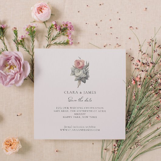 Roze, , romantisch roos thema save the date