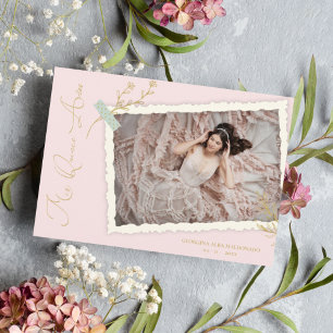 Roze Romantisch Vintage Fotoalbum Scrapbook XV Kaart