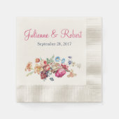 Roze Romantische  Bloemen Bruiloft Cocktail Servetten (Voorkant)