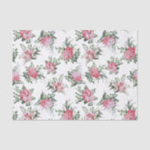  roze romantische bloemen en varens tissuepapier (Voorkant)