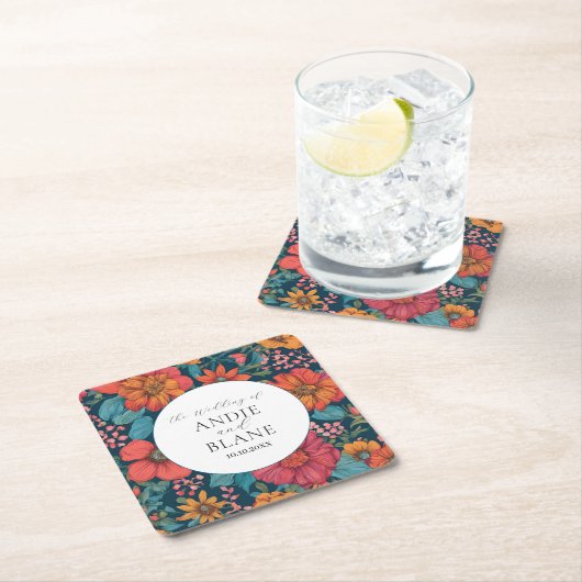  Roze Romantische bruiloft Kartonnen Onderzetters (Insitu)