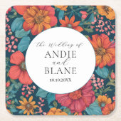  Roze Romantische bruiloft Kartonnen Onderzetters (Voorkant)