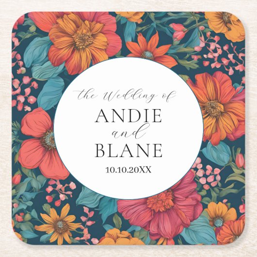  Roze Romantische bruiloft Kartonnen Onderzetters (Voorkant)