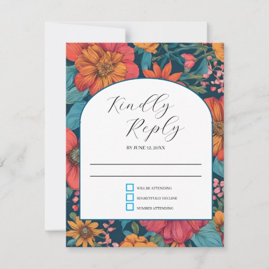  Roze Romantische bruiloft RSVP Kaartje (Voorkant)