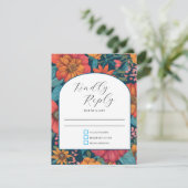  Roze Romantische bruiloft RSVP Kaartje (Staand voorkant)