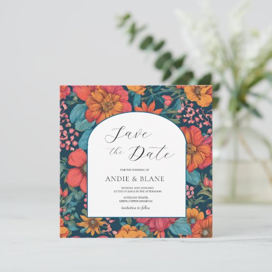  Roze Romantische bruiloft Save The Date (Staand voorkant)