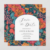  Roze Romantische bruiloft Save The Date (Voorkant / Achterkant)