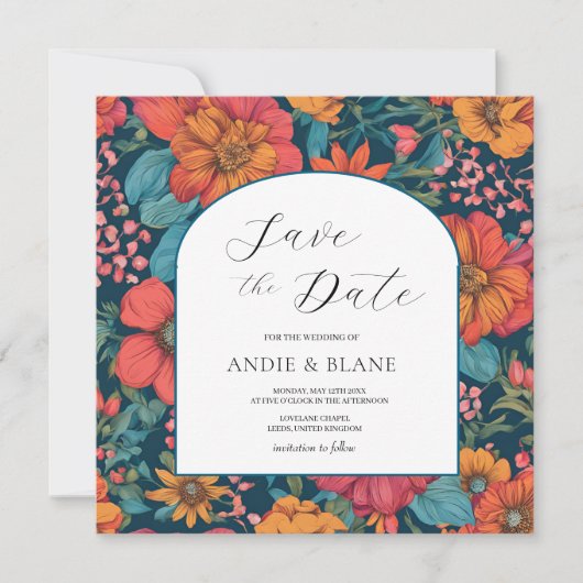  Roze Romantische bruiloft Save The Date (Voorkant)
