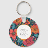 Roze Romantische bruiloft Sleutelhanger (Voorkant)