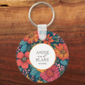 Roze Romantische bruiloft Sleutelhanger (Voorkant)