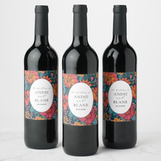  Roze Romantische bruiloft Wijn Etiket (Flessen)