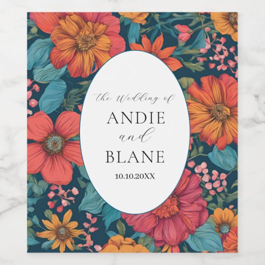  Roze Romantische bruiloft Wijn Etiket (Enkel label)