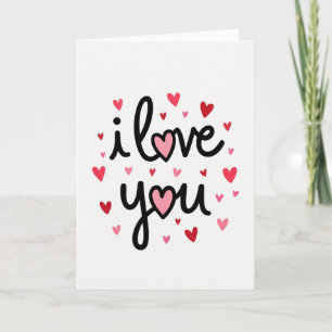 Roze Romantische Ik Hou Van Jou Hartjes Kaart