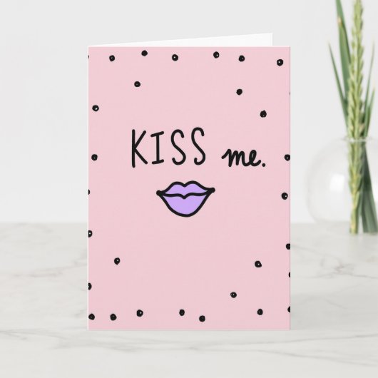 Roze Romantische Kus Kaart (Voorkant)