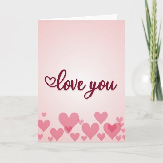 Roze Romantische Liefde Hartjes Kaart (Voorkant)