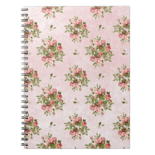 Roze romantische meisjesachtige vintage rozen bloe notitieboek