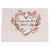 Roze Romantische Rode Roos Bloemhart Bruiloft Groot Cadeauzakje (Voorkant)