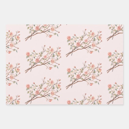 Roze Romantische Rode Roos Bloemhart Bruiloft Inpakpapier Vel (Voorkant 2)