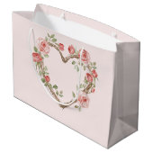 Roze Romantische Rode Roos Bloemhartige Trouw Groot Cadeauzakje (Achterkant Gekanteld)