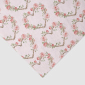 Roze Romantische Rode Roos Bloemig Hart Trouwdag Tissuepapier (Detail)