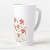 Roze Romantische Rode Rozen Bruiloft Feest Latte Mok (Rechterhoek)