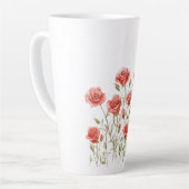 Roze Romantische Rode Rozen Bruiloft Feest Latte Mok (Linkerhoek)