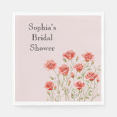 Roze romantische rode rozen bruiloftsdouche servet (Voorkant)