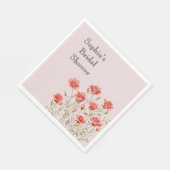 Roze romantische rode rozen bruiloftsdouche servet (Hoek)